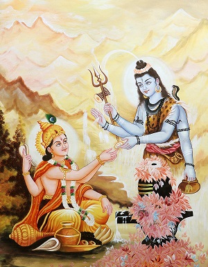 Lord Vishnu meditating on Lord Shiva 