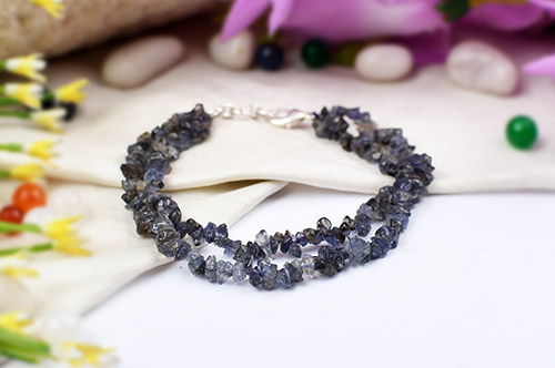 Iolite double-turn bracelet